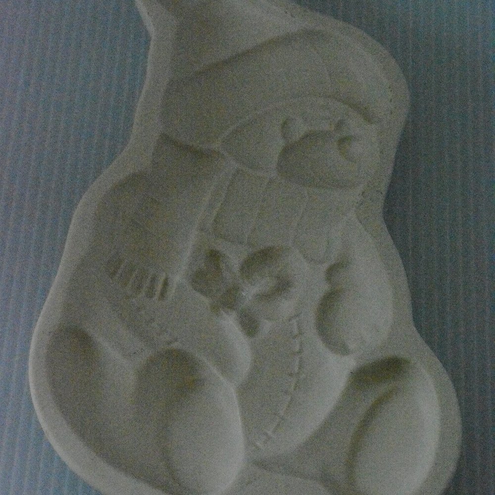Pfaltzgraff Stoneware Brown Bag Christmas Teddy Bear Cookie Mold Baking Stamp